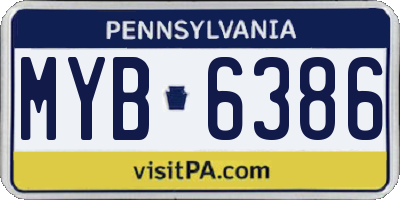 PA license plate MYB6386