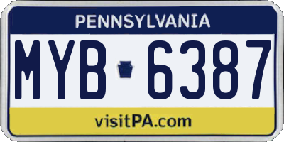 PA license plate MYB6387