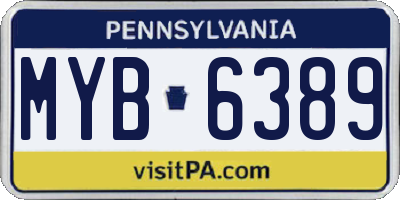PA license plate MYB6389