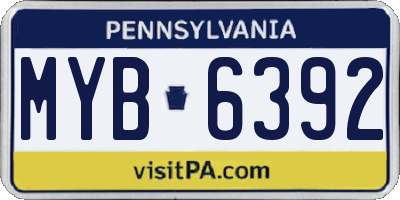 PA license plate MYB6392