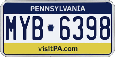 PA license plate MYB6398