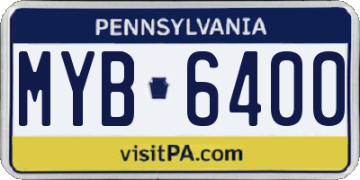 PA license plate MYB6400