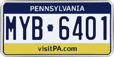 PA license plate MYB6401