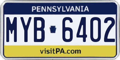 PA license plate MYB6402