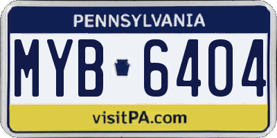 PA license plate MYB6404