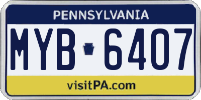 PA license plate MYB6407