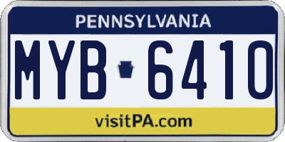 PA license plate MYB6410