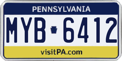 PA license plate MYB6412