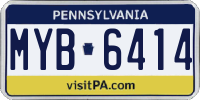 PA license plate MYB6414