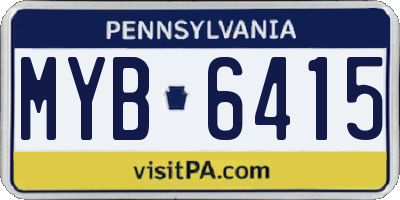PA license plate MYB6415