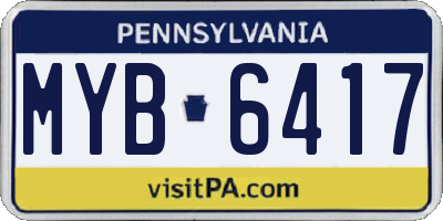 PA license plate MYB6417