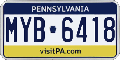 PA license plate MYB6418