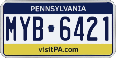 PA license plate MYB6421