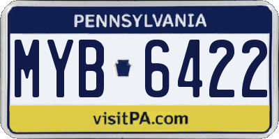 PA license plate MYB6422