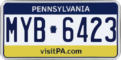 PA license plate MYB6423