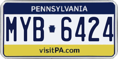 PA license plate MYB6424