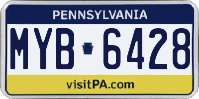 PA license plate MYB6428