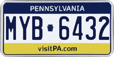 PA license plate MYB6432