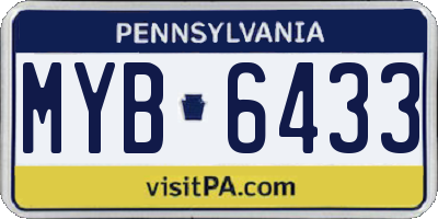 PA license plate MYB6433
