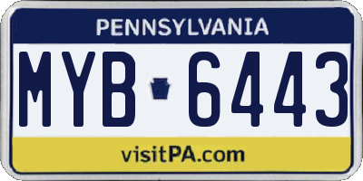 PA license plate MYB6443