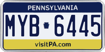 PA license plate MYB6445