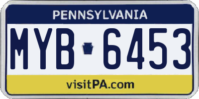 PA license plate MYB6453