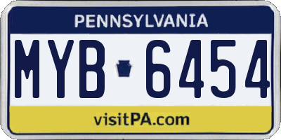 PA license plate MYB6454