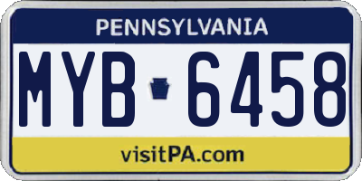 PA license plate MYB6458
