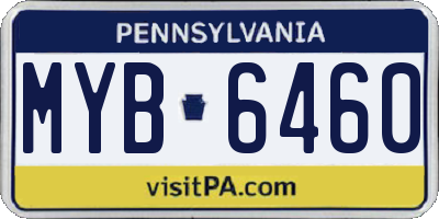 PA license plate MYB6460
