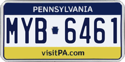 PA license plate MYB6461