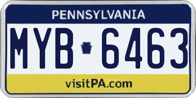 PA license plate MYB6463