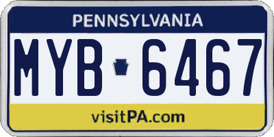 PA license plate MYB6467