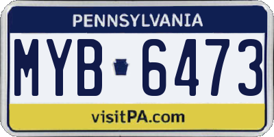 PA license plate MYB6473