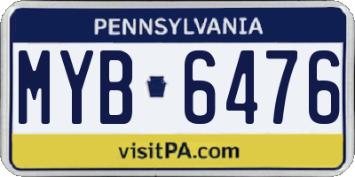 PA license plate MYB6476