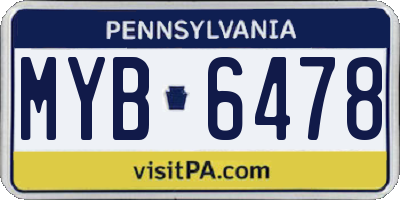 PA license plate MYB6478