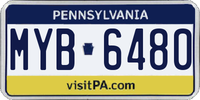 PA license plate MYB6480