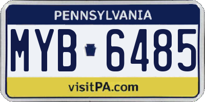 PA license plate MYB6485