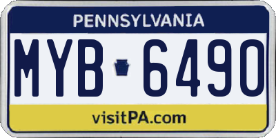 PA license plate MYB6490