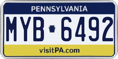 PA license plate MYB6492