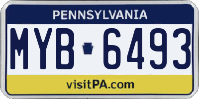 PA license plate MYB6493