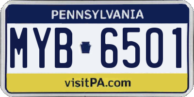 PA license plate MYB6501