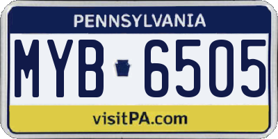 PA license plate MYB6505