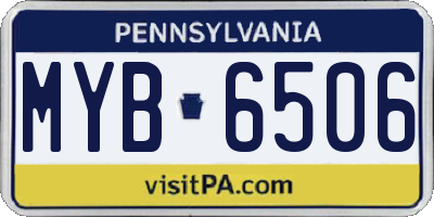 PA license plate MYB6506