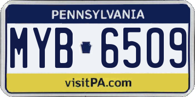 PA license plate MYB6509