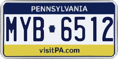 PA license plate MYB6512