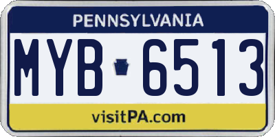 PA license plate MYB6513