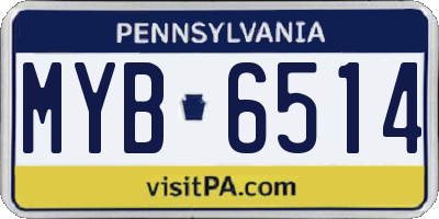 PA license plate MYB6514