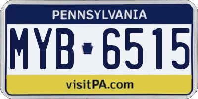 PA license plate MYB6515