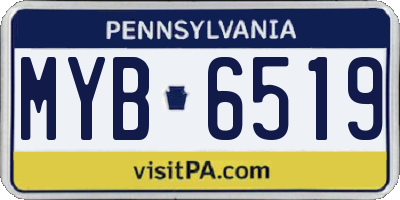PA license plate MYB6519