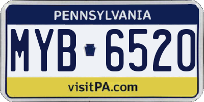 PA license plate MYB6520